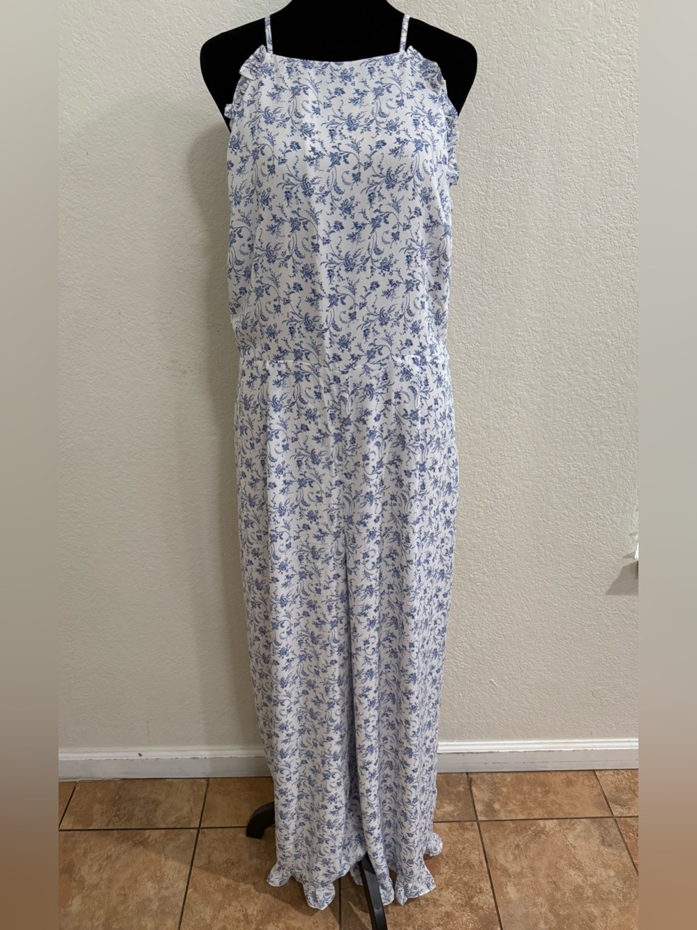 CeCe White Dress with Light Blue Floral Print